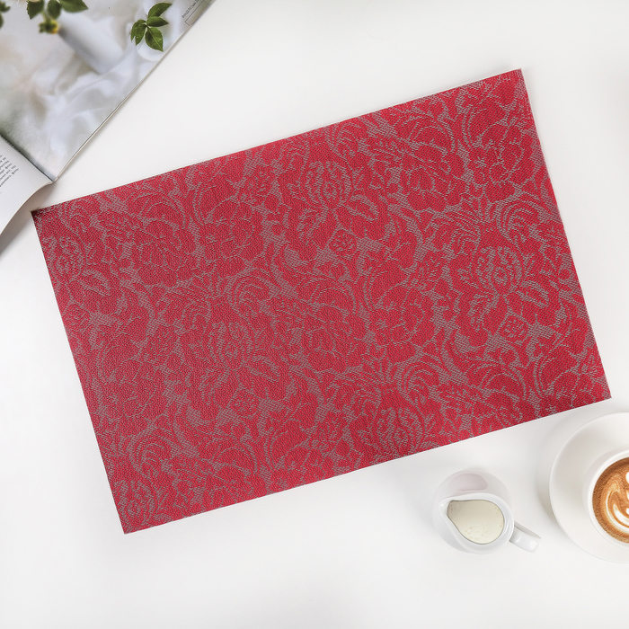Салфетка кухонная "Ажур" 45х30 см, цвет красный