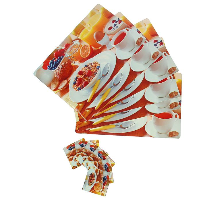 Набор салфеток кухонных 12 шт "Завтрак" 6 шт - 42х27 см, 6 шт - 9х9 см