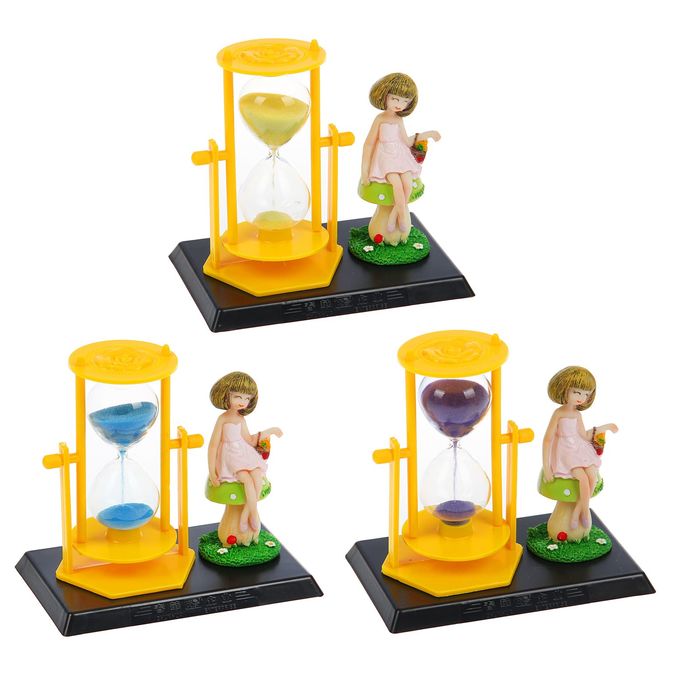Часы песочные. Серия пластик. Девочка на грибочке, микс 9*14см