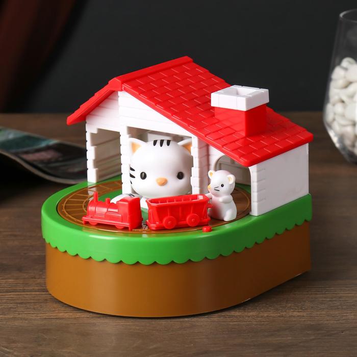 Копилка пластик музыкальная "Кошкин дом" 14х13,5х12 см