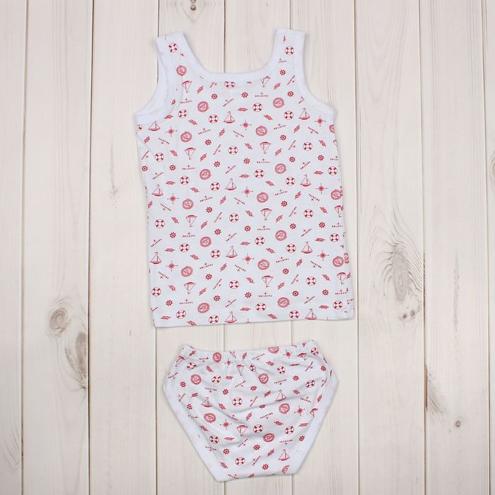 Комплект для мальчика (трусы, майка), рост 110-116 см (32), цвет белый/красный