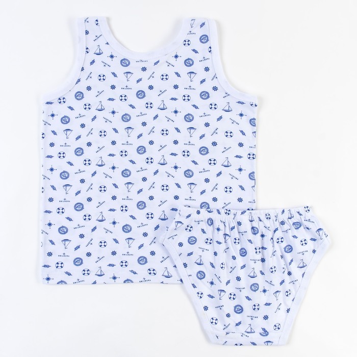 Комплект для мальчика (трусы, майка), рост 128-134 см (36), цвет белый/синий