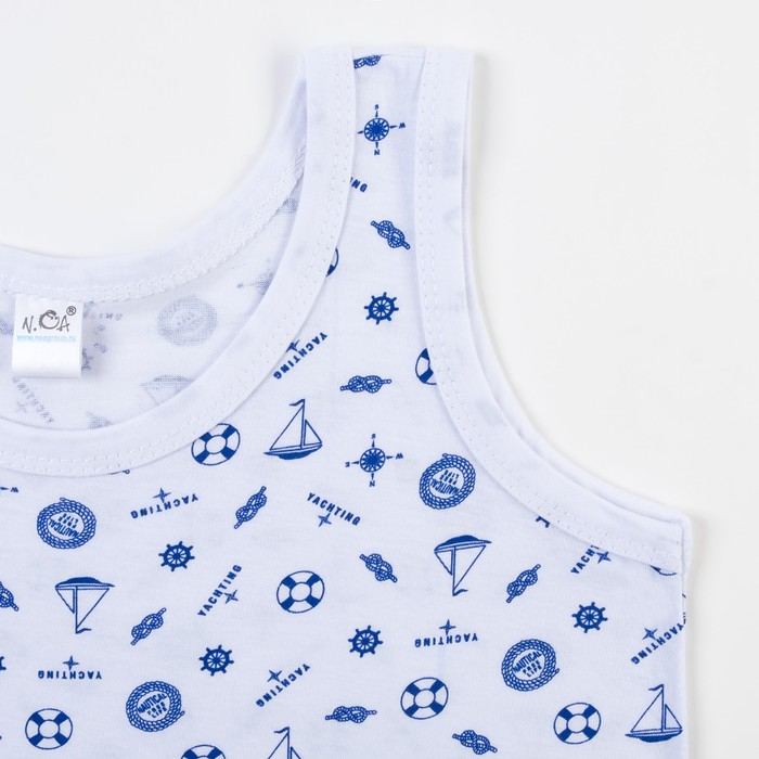 Комплект для мальчика (трусы, майка), рост 128-134 см (36), цвет белый/синий