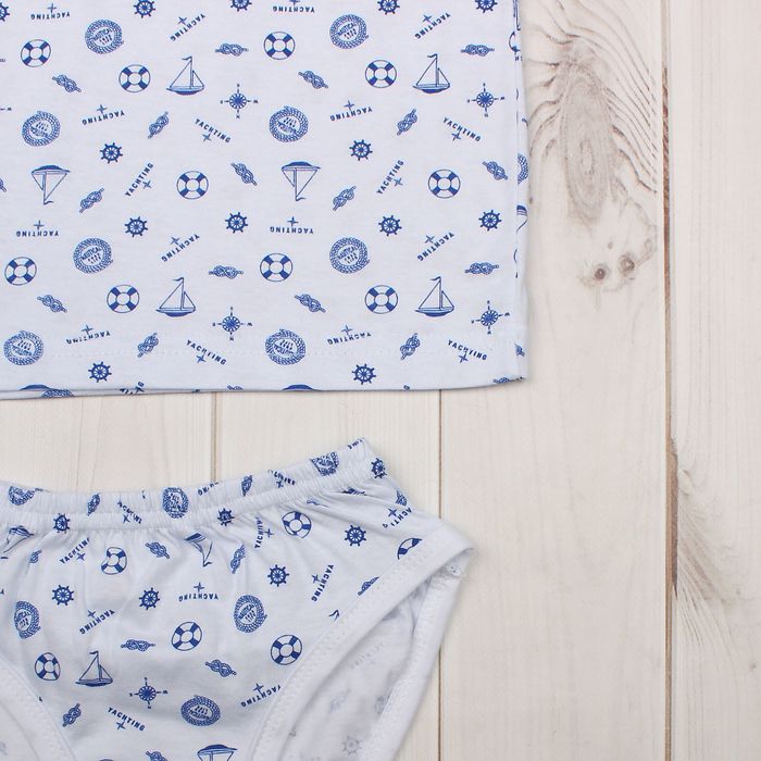 Комплект для мальчика (трусы, майка), рост 128-134 см (36), цвет белый/синий