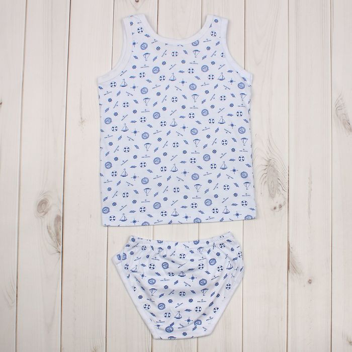 Комплект для мальчика (трусы, майка), рост 128-134 см (36), цвет белый/синий