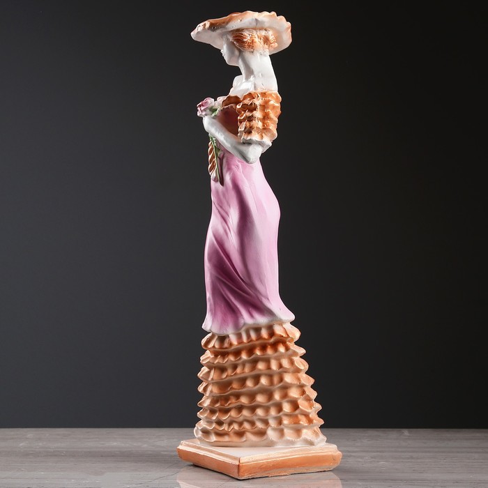 Статуэтка "Девушка в шляпе" большая, белое золото, микс