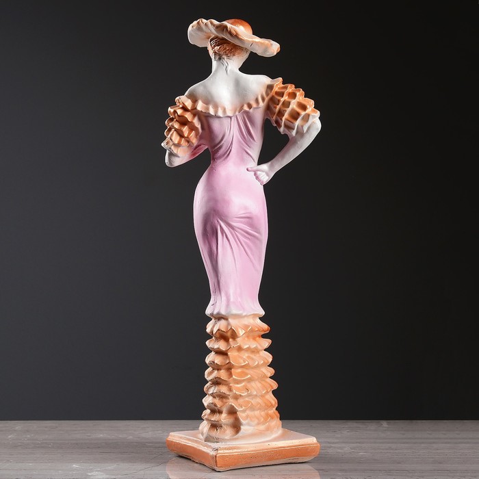 Статуэтка "Девушка в шляпе" большая, белое золото, микс