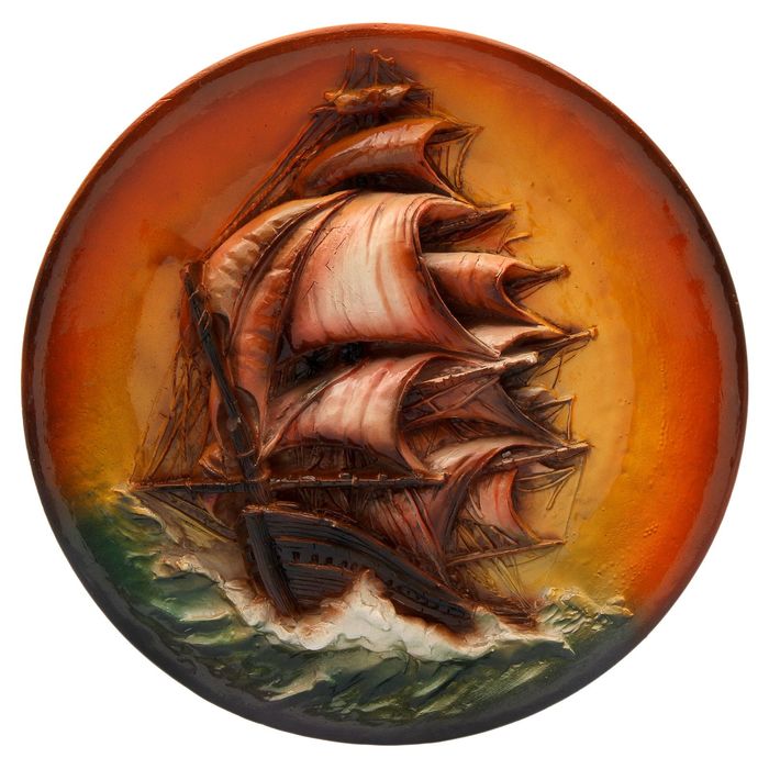 Панно " Фрегат" большое цветное 37см