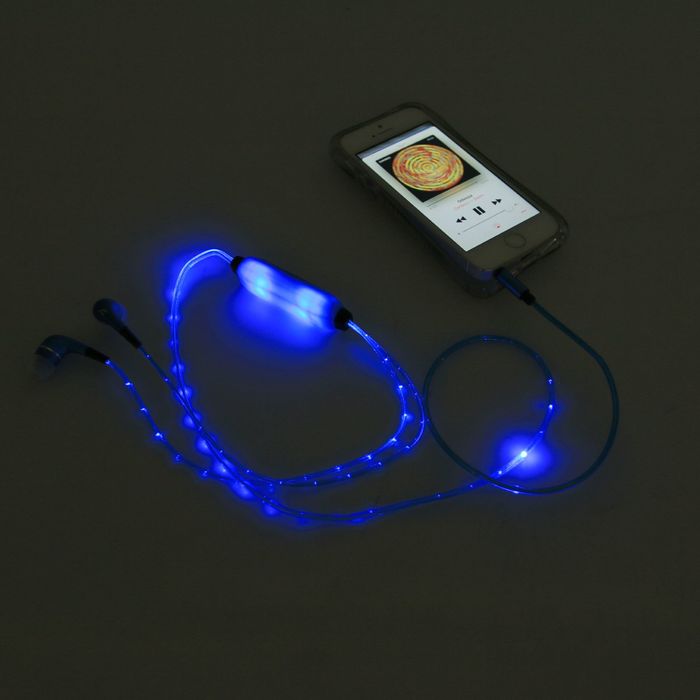 Гарнитура Human Friends Spark Blue, со светящимся кабелем, голубая