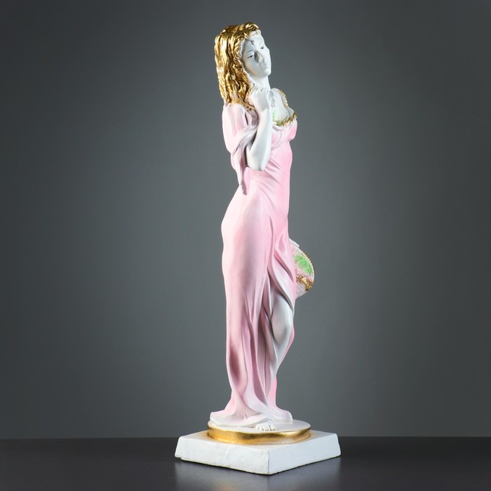 Фигура "Девушка с корзиной", белая / цветная 14 × 17 × 55 см