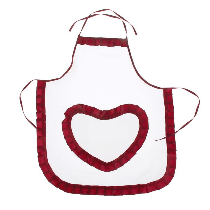 Фартук для невесты «Сердце», с розовой лентой-рюш