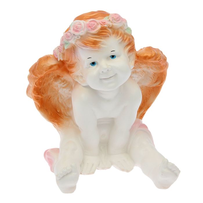 Статуэтка «Ангел карапуз сидя», бело-золотой 19 × 22 × 24 см