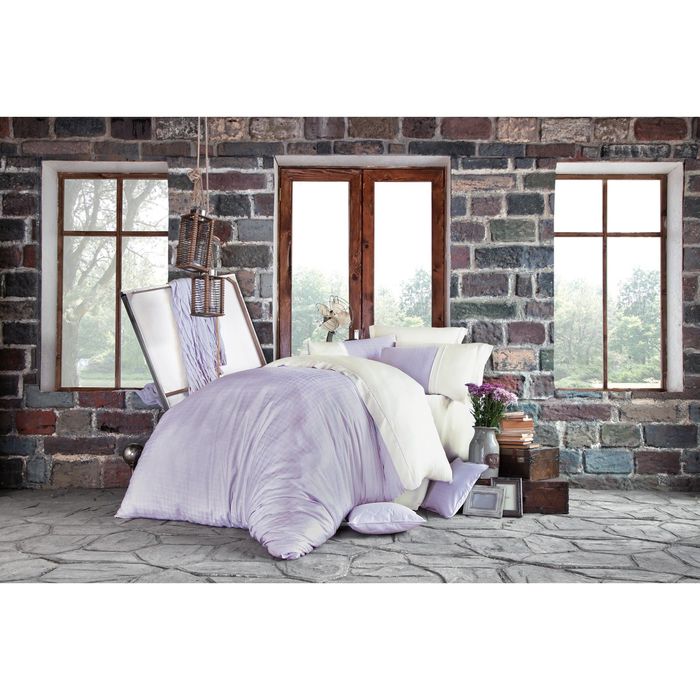 Постельное бельё PETRA, евро, размер 200х220, 260х270, 50х70-2шт., цвет лиловый, сатин 125 гр/м2