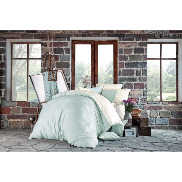 Постельное бельё PETRA, евро, размер 200х220, 260х270, 50х70-2шт., цвет ментол, сатин 125 гр/м2