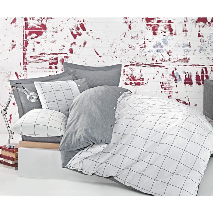 Постельное бельё SOREN, евро, размер 200х220, 260х270, 50х70-2шт., цвет серо-белый, ранфорс 115 гр/м2