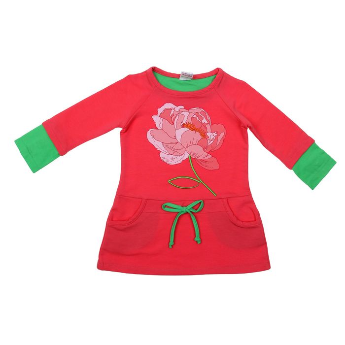 Платье с длинными рукавами для девочки, рост 98-104 см, цвет коралловый