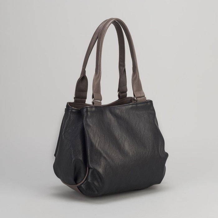 Сумка женская на молнии, 3 отдела, наружный карман, цвет чёрный