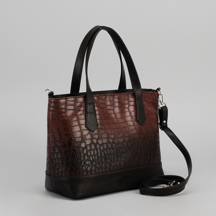 Сумка женская на молнии, 1 отдел, наружный карман, длинный ремень, цвет коричневый