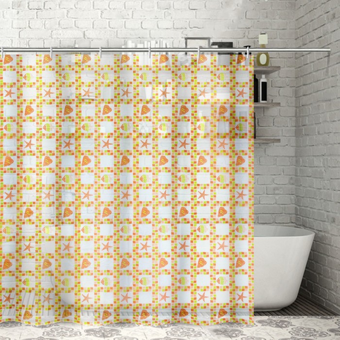 Штора для ванной комнаты 180х180 см "Кораллы", с кольцами