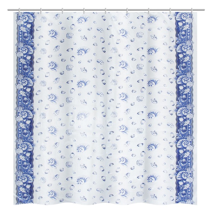 Штора для ванной комнаты 180х180 см "Океан", с кольцами