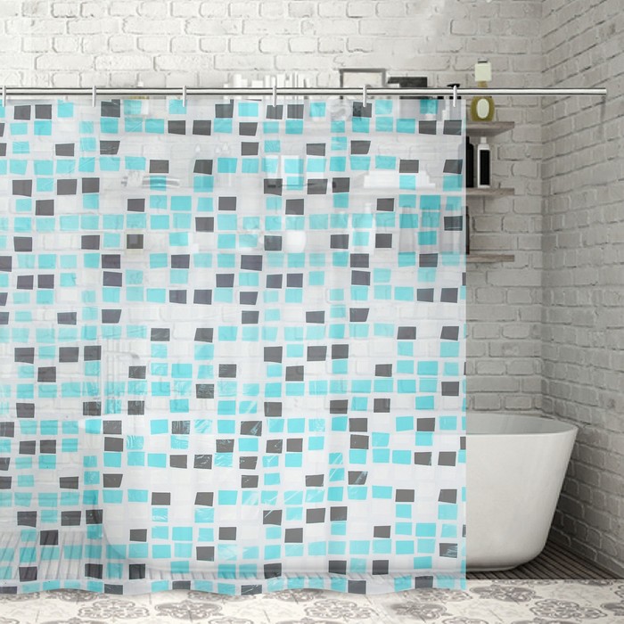 Штора для ванной комнаты 180х180 см "Лунная дорожка", с кольцами