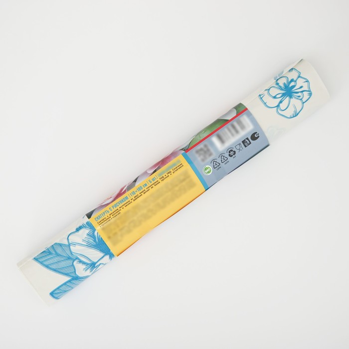 фото Скатерть без основы одноразовая двухсторонняя «лилии», 110×180 см, рулон 5 шт, цвет белый avikomp