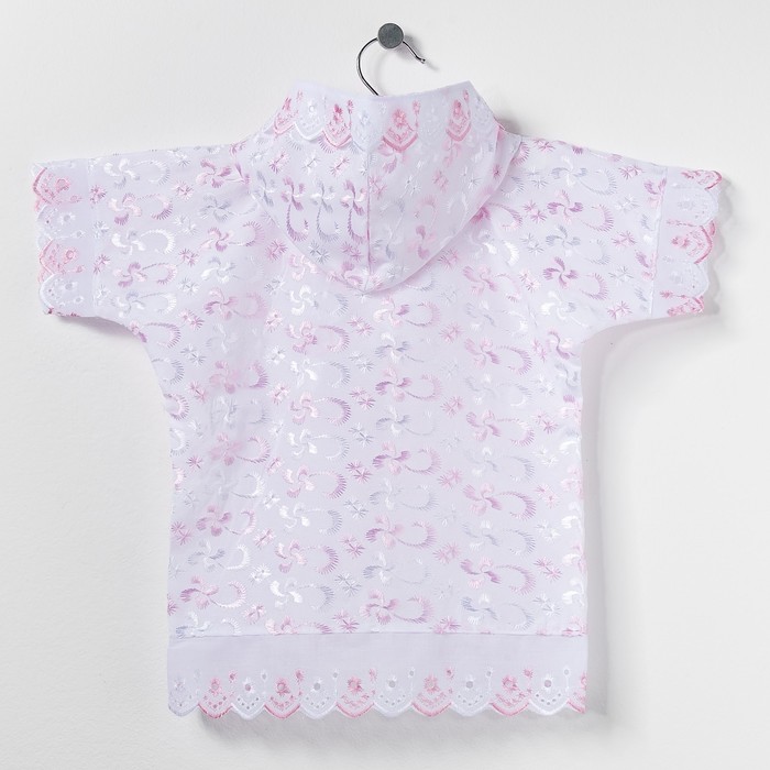 Крестильная рубашка с капюшоном, рост 68 см, цвет розовый 15012_М