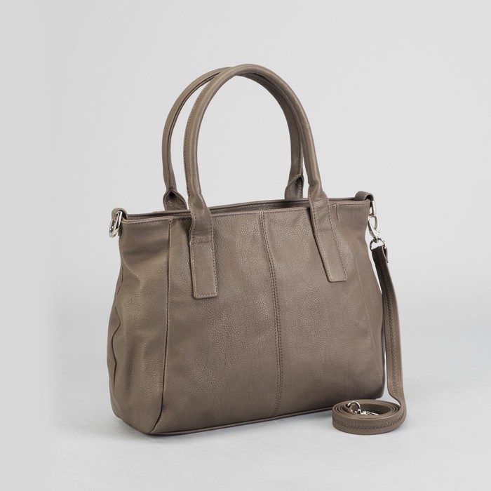 Сумка женская на молнии, 1 отдел, наружный карман, длинный ремень, цвет светло-коричневый