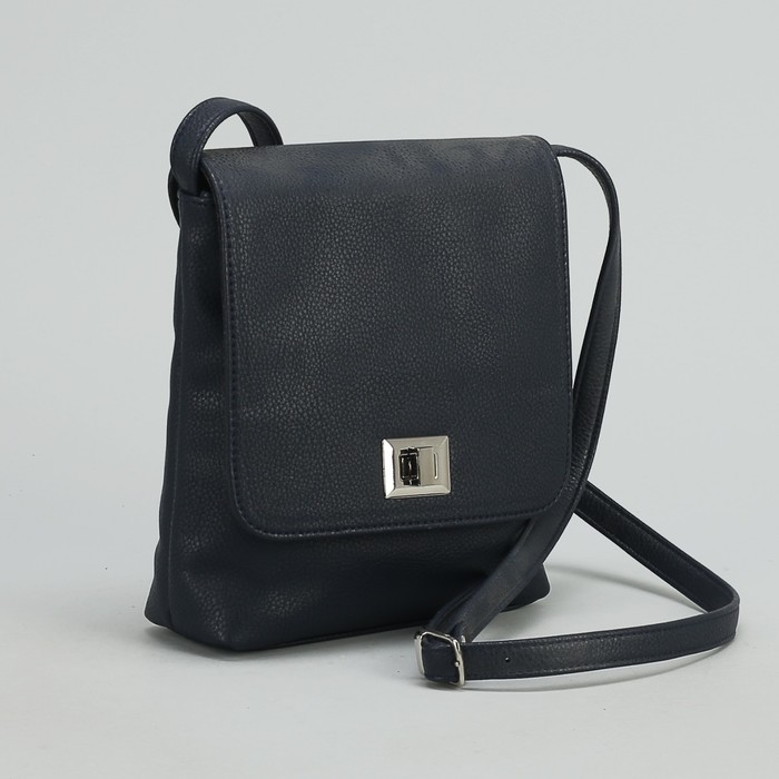 Сумка женская на замке, 1 отдел, наружный карман, длинный ремень, цвет синий