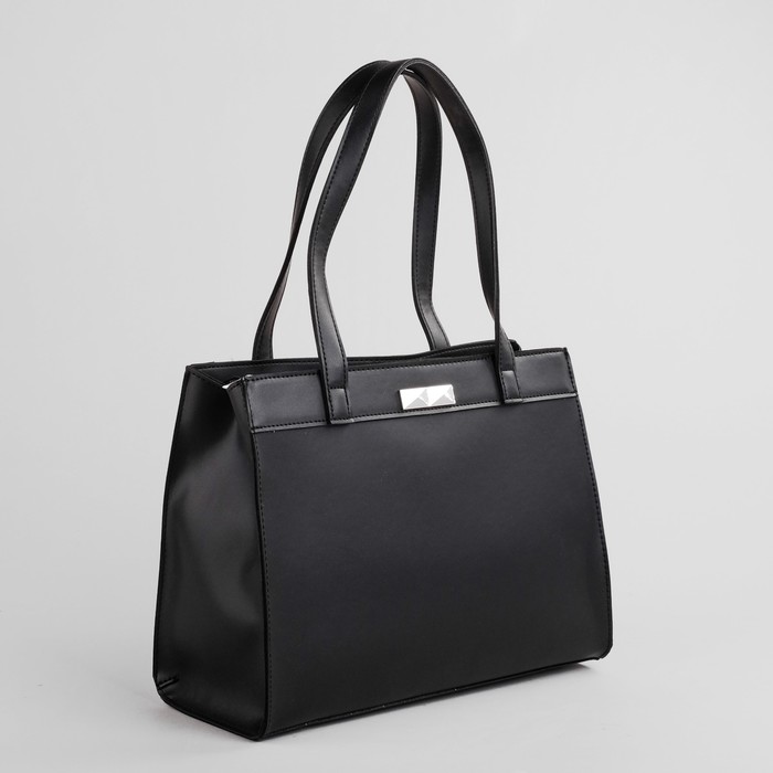 Сумка женская на молнии, 1 отдел с перегородкой, наружный карман, цвет чёрный