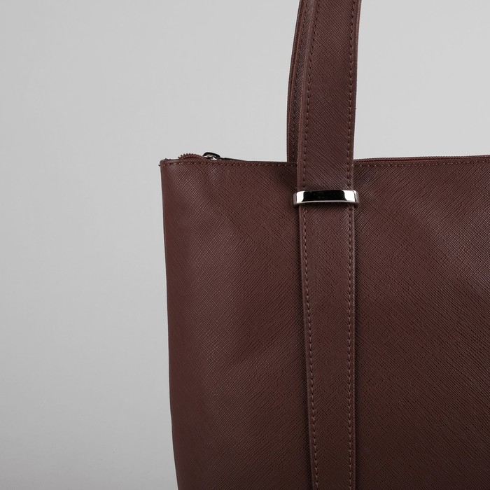 Сумка женская на молнии, 1 отдел, внутри карман на молнии, 2 отдела под телефон, наружный карман, цвет коричневый