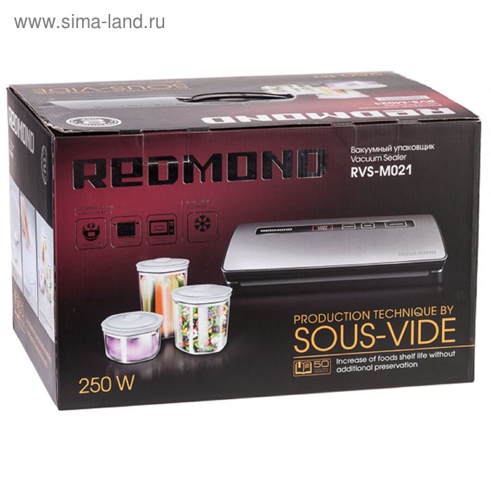 

Вакуумный упаковщик REDNOND RVS-M021, 120 Вт, 12 л/мин, серебристый