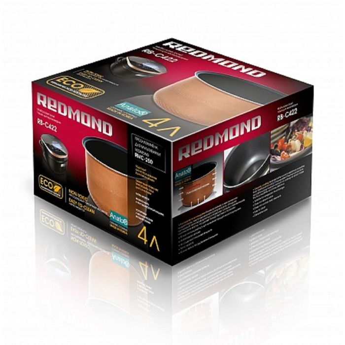 Чаша для мультиварки Redmond RB-C422, 4 л, для Redmond RMC-250, керам покрытие, алюминий
