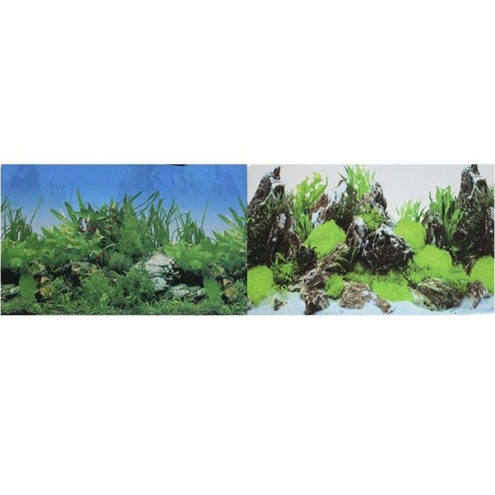 Фон для аквариума двухсторонний Растительный/Скалы с растениями 60х150см (9003/9028)