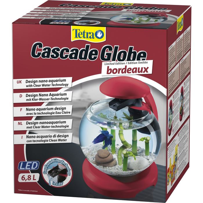 Аквариум Tetra Cascade Globe 6,8л круглый с LED светильником, бордовый