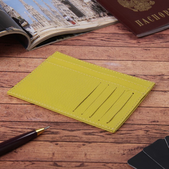Обложка для документов, 5 карманов для карт, флотер, цвет жёлтый