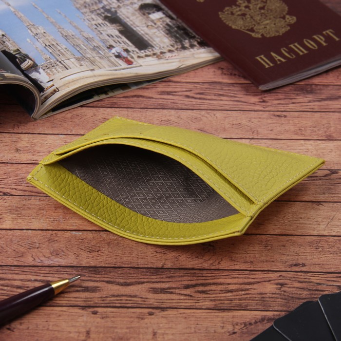Обложка для документов, 5 карманов для карт, флотер, цвет жёлтый