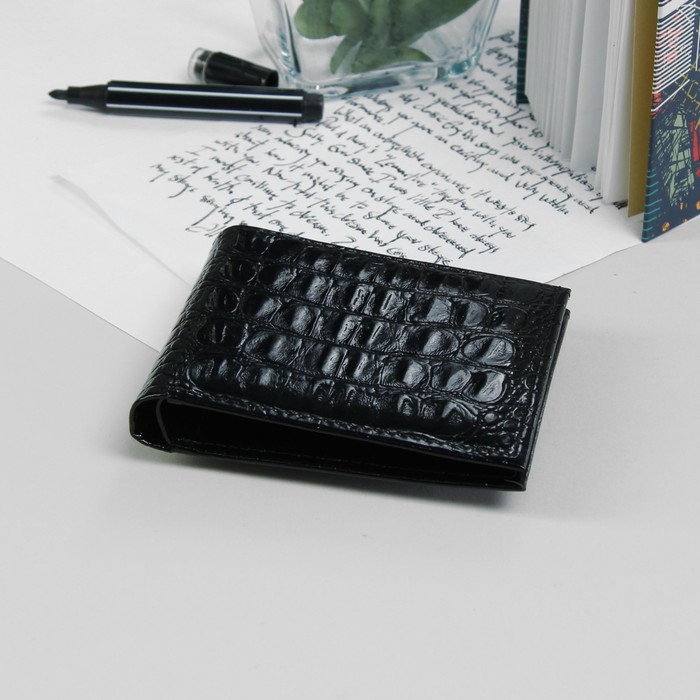 Портмоне мужское, 1 отдел, для карт, наружный карман, цвет чёрный