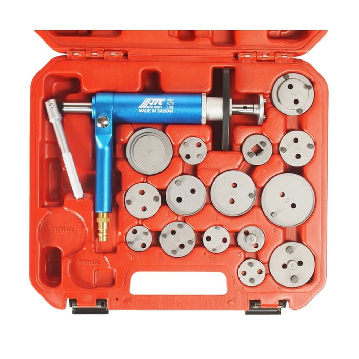 Приспособление JTC-4687, для тормозных цилиндров, с пневмоприводом, 15 адаптеров