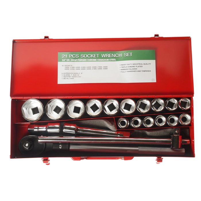 Набор шестигранных головок торцевых JTC, JTC-H621M, 3/4", 19-50 мм, 21 предм.