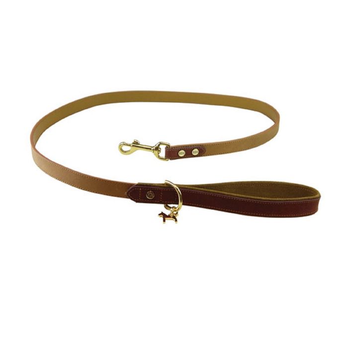 Поводок LUXURY, 125 см, кожа, песочный/ореховый