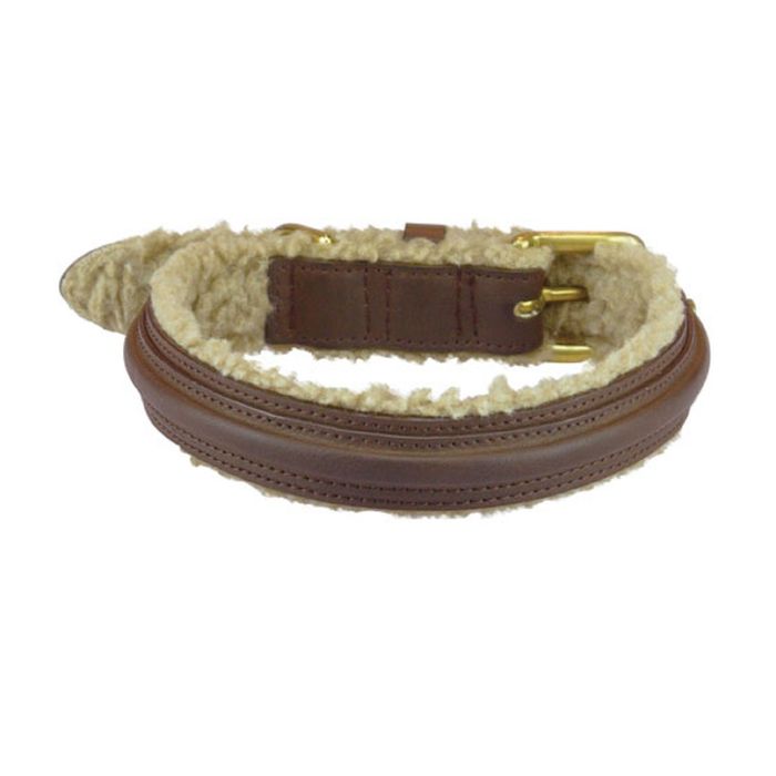 Ошейник FUR, 38-45 х 2,5 х 0,5 см (M), кожа/мех, коричневый