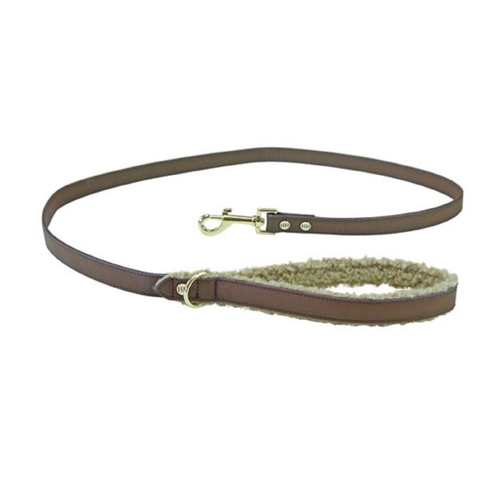 Поводок FUR, 125 см, кожа/мех, коричневый