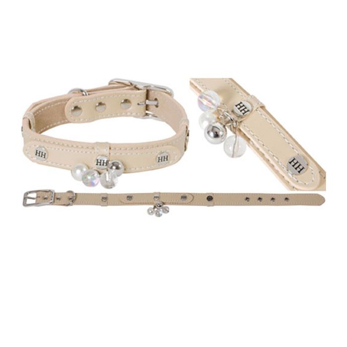 Ошейник BEADS, 33-39 х 2 х 0,8 см (S), кожа, песочный