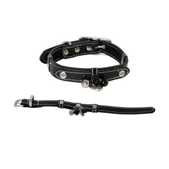 Ошейник BEADS, 25-33 х 1,5 х 0,4 см (XS), кожа, черный