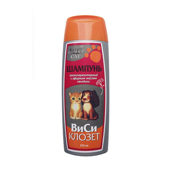 Шампунь антипаразитарный "ВиСи Клозет" с эфирным маслом гвоздики, для кошек и собак, 250 мл 184197