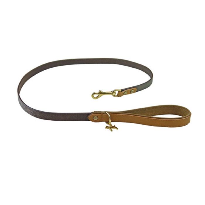 Поводок LUXURY, 125 см, кожа, темно-коричневый/песочный