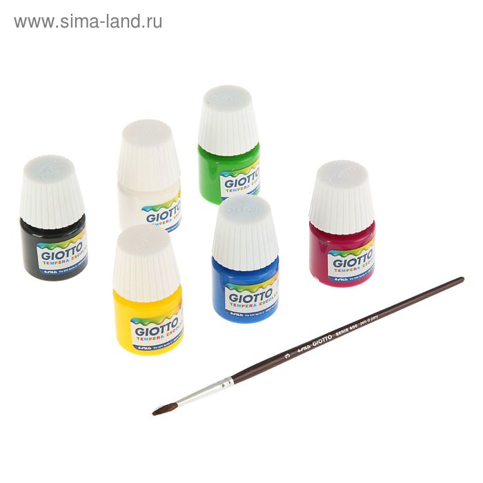 

Гуашь художественная набор 6 цветов*25 мл GIOTTO PAINT POT +кисть 356600