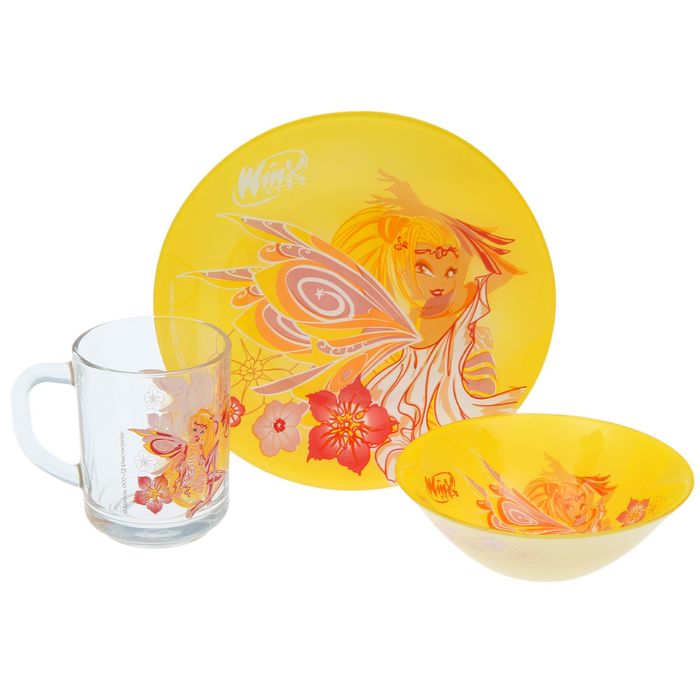 Набор посуды "Винкс Стелла", 3 предмета: кружка 250 мл, тарелка 19,5 см, салатник 14 см
