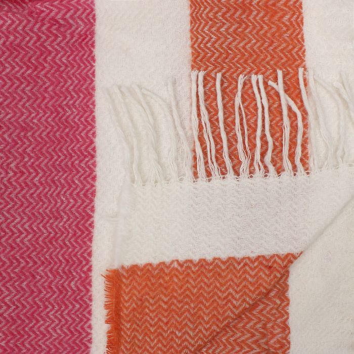 Плед шерстяной Лондон, 140х200, бел/оранж/мал/гол, 10% шерсть, 20% хл, пан 30%, пэ40%